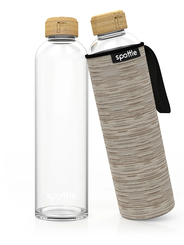 spottle-glasflasche-mit-neopren-huelle-1-l-beige-meliert Mixed beige #color_mixed-beige